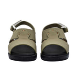 Pair of FARES kids' Arabic-style sandals in matte navy blue leather with adjustable back straps and black cushioned soles on a white background.