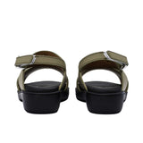 Pair of FARES kids' Arabic-style sandals in matte navy blue leather with adjustable back straps and black cushioned soles on a white background.