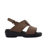 Pair of FARES kids' Arabic-style sandals in matte navy blue leather with adjustable back straps and black cushioned soles on a white background.