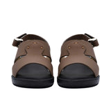 Pair of FARES kids' Arabic-style sandals in matte navy blue leather with adjustable back straps and black cushioned soles on a white background.