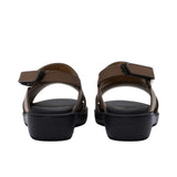 Pair of FARES kids' Arabic-style sandals in matte navy blue leather with adjustable back straps and black cushioned soles on a white background.
