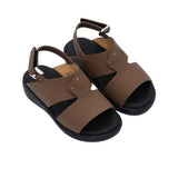 Pair of FARES kids' Arabic-style sandals in matte navy blue leather with adjustable back straps and black cushioned soles on a white background.