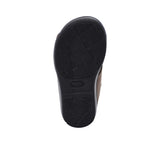Pair of FARES kids' Arabic-style sandals in matte navy blue leather with adjustable back straps and black cushioned soles on a white background.