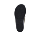 A pair of FARES kids' leather slip-on Arabic sandals with a minimalist wide-strap design and cushioned.