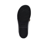 A pair of FARES kids' leather slip-on Arabic sandals with a minimalist wide-strap design and cushioned.