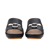 FARES brand men's Arabian leather sandals in dark grey with tan insoles and silver buckles, shown on a white background.
