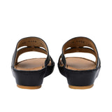 FARES brand men's Arabian leather sandals in dark grey with tan insoles and silver buckles, shown on a white background.