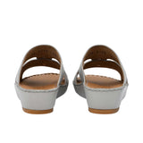 FARES brand men's Arabian leather sandals in dark grey with tan insoles and silver buckles, shown on a white background.