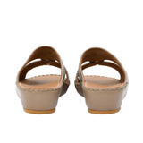 FARES brand men's Arabian leather sandals in dark grey with tan insoles and silver buckles, shown on a white background.