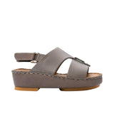 FARES brand luxury boys' sandals leather with tan footbeds and silver "F" logo buckles on a white background.