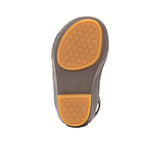 FARES brand luxury boys' sandals leather with tan footbeds and silver "F" logo buckles on a white background.