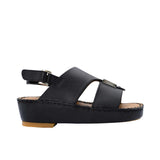 FARES brand luxury boys' sandals leather with tan footbeds and silver "F" logo buckles on a white background.