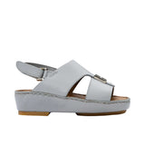 FARES brand luxury boys' sandals leather with tan footbeds and silver "F" logo buckles on a white background.
