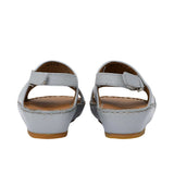 FARES brand luxury boys' sandals leather with tan footbeds and silver "F" logo buckles on a white background.