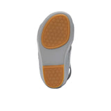 FARES brand luxury boys' sandals leather with tan footbeds and silver "F" logo buckles on a white background.