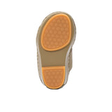 Pair of FARES  textured leather sandals with tan footbeds, visible perimeter stitching, and adjustable heel straps on a white background.