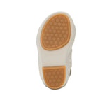Pair of FARES  textured leather sandals with tan footbeds, visible perimeter stitching, and adjustable heel straps on a white background.