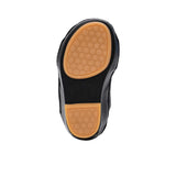 Pair of FARES  textured leather sandals with tan footbeds, visible perimeter stitching, and adjustable heel straps on a white background.