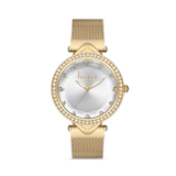FREELOOK FL.1.10212-3 women's gold mesh watch with silver crystal dial and crystal bezel Shop Now Online
