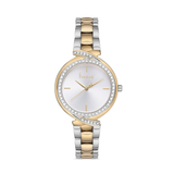 FREELOOK women's two-tone gold and silver bracelet watch with crystal bezel and silver dial