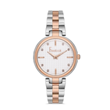 FREELOOK women's two-tone rose gold and silver stainless steel bracelet watch with silver crystal dial