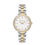 FREELOOK women's two-tone silver and gold stainless steel watch with silver crystal dial