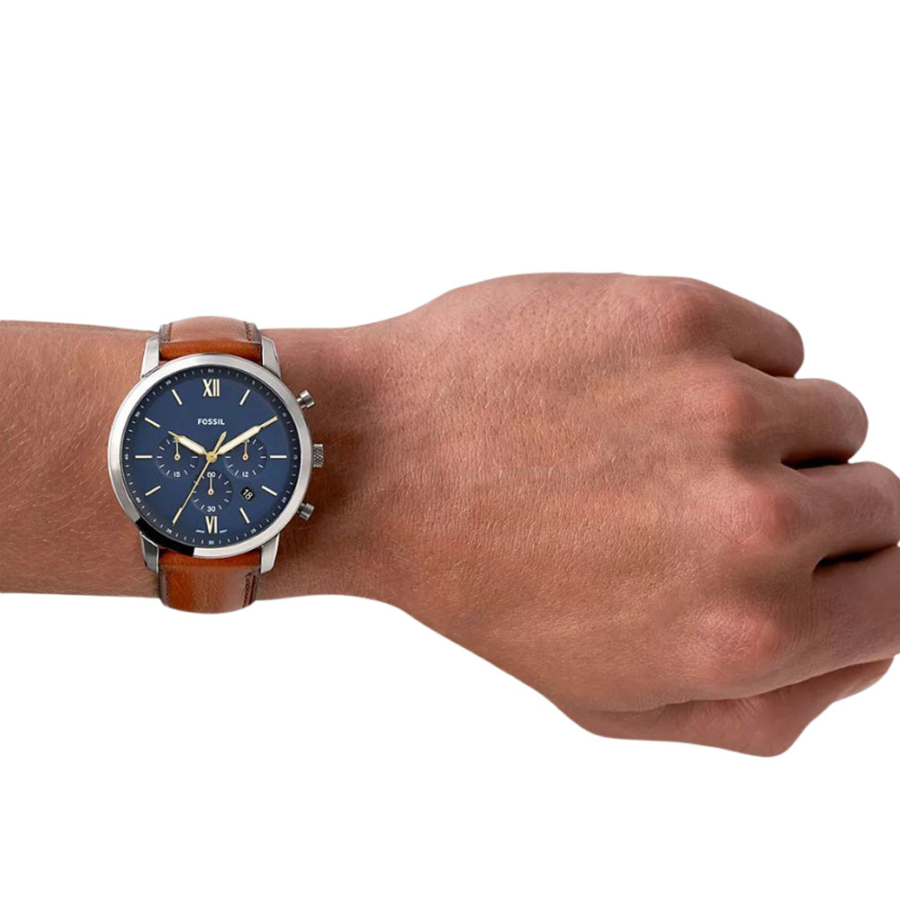 Fossil Men's Neutra Chronograph Brown Leather Watch – Blue Salon