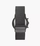 Fossil Minimalist Chronograph Smoke Stainless Steel Mesh Watch