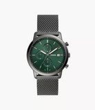 Fossil Minimalist Chronograph Smoke Stainless Steel Mesh Watch