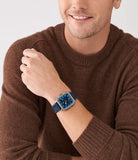 Fossil Inscription Three-Hand Date Navy Silicone Watch