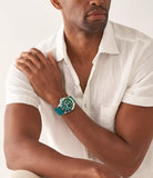 Fossil Blue GMT Oasis Gents Green Dial Blue Silicone Strap Watch
