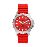 Fossil Blue Dive Three-Hand Date Red Silicone Watch