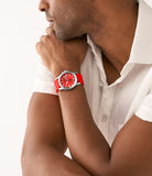Fossil Blue Dive Three-Hand Date Red Silicone Watch