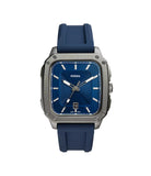 Fossil Inscription Three-Hand Date Navy Silicone Watch
