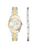 Fossil Scarlette Three-Hand Day-Date Two-Tone Stainless Steel Watch and Bracelet Set