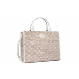 Replay Women's Jacquard Fabric Dirty White & Sand Bag