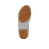 Bottom view of the sandal sole showing the patterned rubber grip and "Made in Italy" branding.