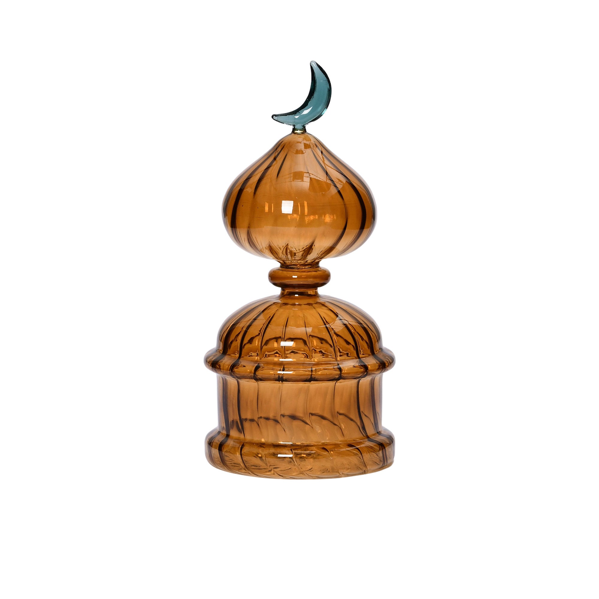Favorite Glass amber decorative dome ornament with green moon accent. Order Online Today