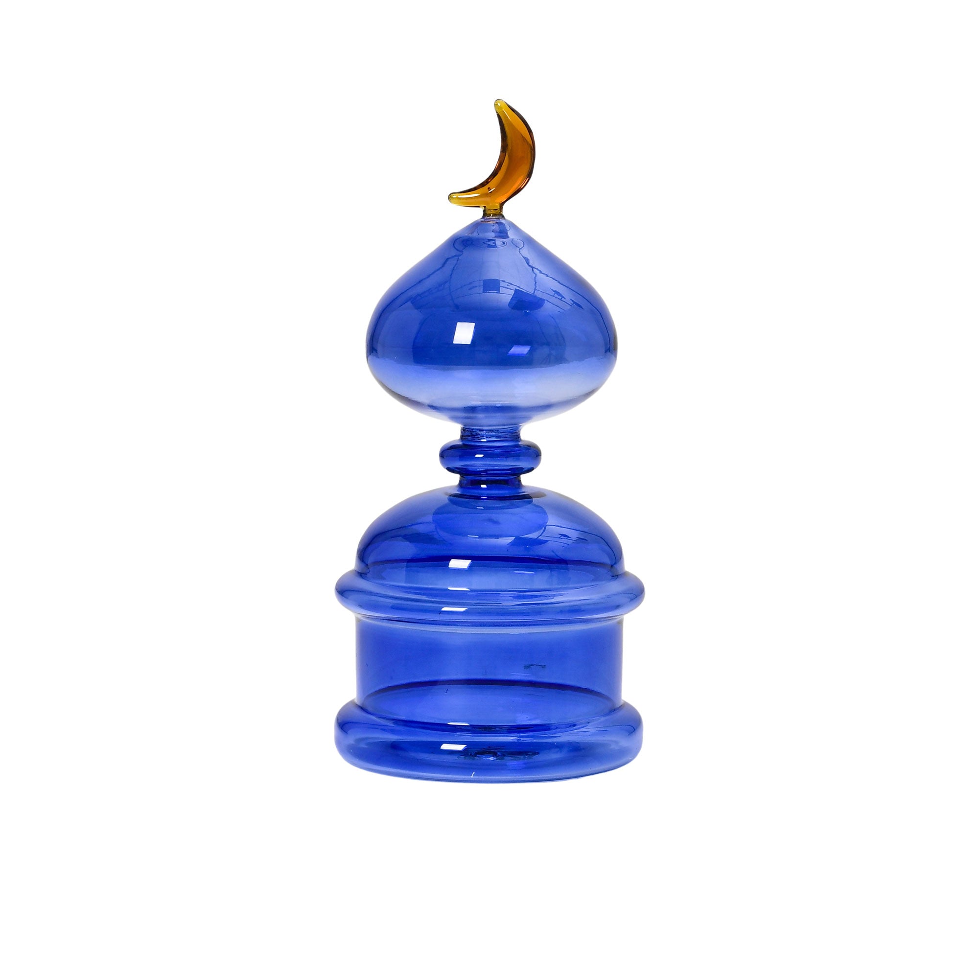 Favorite Glass blue decorative dome ornament with amber moon accent. Order Online Today