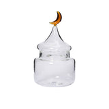 Favorite Glass clear decorative storage jar with dome lid and amber moon handle. Shop the Collection Online
