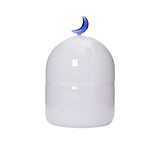 Favorite Glass white openable dome storage jar with blue moon lid. Shop Now Online