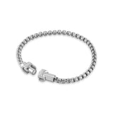 Focused view of the opened stainless steel fold-over security clasp mechanism on the Cerruti 1881 thick chain bracelet.