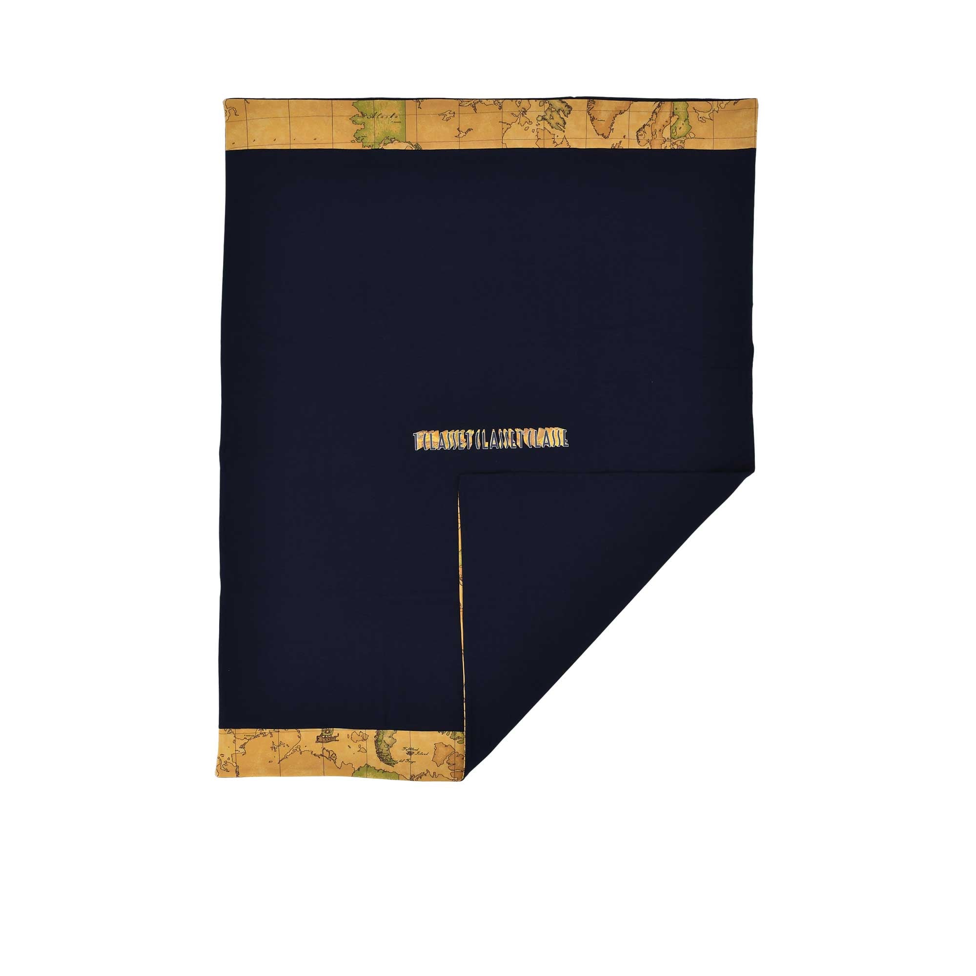 Folded corner view of the Alviero Martini Kids Baby's Navy Blue Blanket. Available Online at Blue Salon Qatar