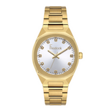 Freelook women's watch featuring a silver dial and gold-tone stainless steel bracelet