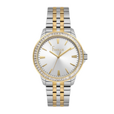 Freelook women's watch featuring a silver dial and two-tone stainless steel bracelet