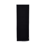 Front of the scarf view of the Nero women's black embroidered abaya with brown detailing. Shop the Latest Collection