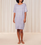 Front view of model wearing the Triumph light purple short sleeve nightdress, showing the relaxed fit and soft-touch jersey fabric. Order Online Today