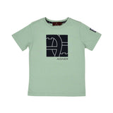 Front view of the Aigner Kids boys green t-shirt logo graphic. Shop Online Today.