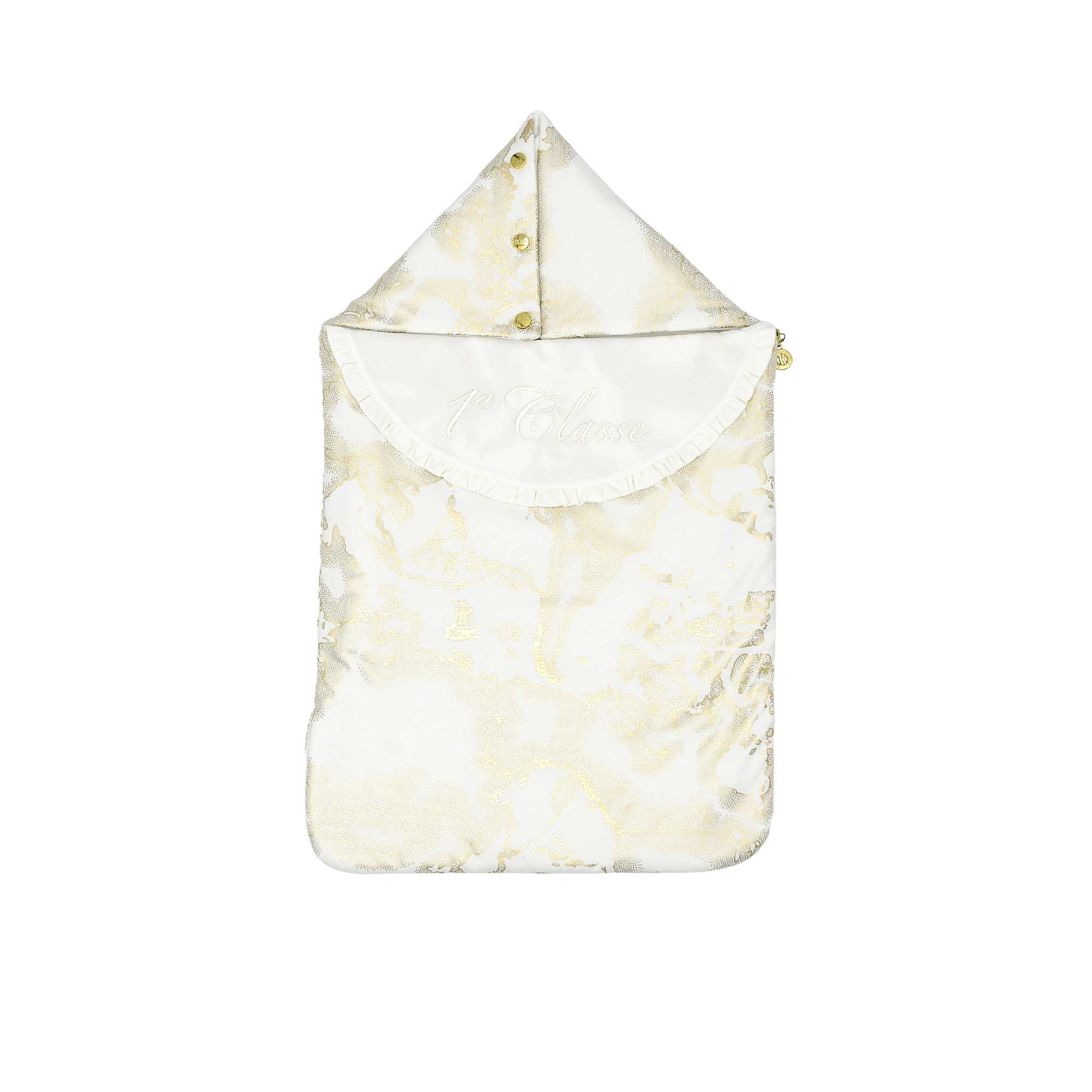 Front view of the Alviero Martini Newborn's Gold Geo Baby Nest. Available Online Today at Blue Salon Qatar.