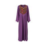 Front view of the Nero women's purple embroidered jalabiya with geometric panel. Shop the Latest Collection Online